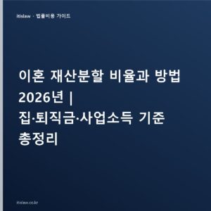 이혼 재산분할 비율과 방법, 집·퇴직금·세금과 청구 기간(3년)