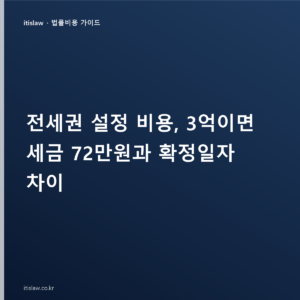 전세권 설정 비용, 3억이면 세금 72만원과 확정일자 차이